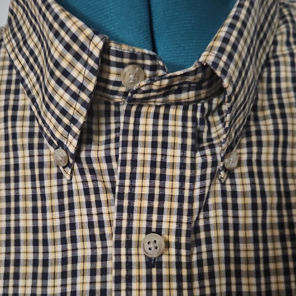 3/$35 Van Heusen Men's Plaid Shirt - Black and Cream - Picture 2 of 11